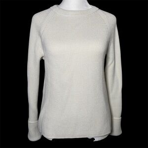 Chunky Ribbed Knit Old Money, Quiet Luxury, Minimalist Raglan Sweater, Cream M
